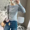 Camiseta feminina casual slim, amigável à pele, mousse elástica, manga longa, camada base, nova coleção outono 2026, gola redonda