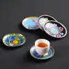 Posavasos para Taza de Té Kung Fu Cloisonné Portavasos para Ceremonia del Té Portamaceta de Color Esmalte Mesa de Burbujas Secas Portaté de Cobre Esterilla de Té Metal