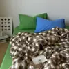 Juego de cuatro piezas de estilo nórdico 100% algodón lavado, sábana bajera de algodón puro, sábana encimera, funda de edredón, juego de tres piezas individual para dormitorio de estudiante