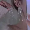 Pendientes de Borla Flor Geométrica Dulces y Exquisitos Estilo Coreano con Diamantes, Sensación de Lujo Ligero y Gama Alta, Pendientes de Nicho de Moda para Mujeres