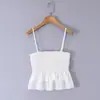 Al por mayor Verano 2026 Nuevos Productos Estilo Europeo y Americano Ropa para Mujer Blanco Cuadros Plisado Pequeño Top de Tirantes 26943