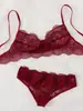 Conjunto Nuevo de Lencería de Encaje para San Valentín Conjunto Sexy de Encaje de Cintura Baja con Abertura Suministro de Temu En Stock