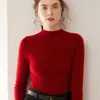 Suéter de cachemira premium sin costuras de cuello alto medio para mujer, corte ajustado, color liso, adecuado para usar en capas en otoño e invierno