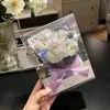 Caixa de Presente Flor Eterna com Luzes, Dia dos Namorados e Dia dos Namorados Chinês Buquê Pequeno de Rosa Artificial, Presente para Namorada, Presente Lembrança Atacado