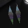 Joyas populares cadena de garra con pedrería borla larga color degradado aretes aretes para ambiente de escenario nupcial fabricantes al por mayor E779