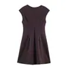 Transfronterizo Primavera 2026 Nuevo Estilo Europeo y Americano Elegante Vestido de Crepé Ceñido a la Cintura Adelgazante con Cuello en V Falda Corta para Mujer 3641012