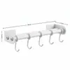 Estante de Almacenamiento para Cocina, Ganchos para Cocina, Barra con Ganchos Móviles, Barra Colgante sin Taladro, Soporte para Espátulas y Cucharas, Almacenamiento Montado en Pared