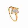 Joyería europea y americana de acero de titanio nueva, personalidad simple, corte alas de mariposa, anillo de diamante de arcilla incrustado, anillo chapado en oro de 18k