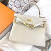 2019 Nuevo Bolso Kelly Piel de Vaca Bolso de Mujer togo Patrón Lichi Piel de Vaca Hombro Bandolera Portátil Bolso Platino Bolso Nupcial