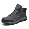 Nuevos Zapatos de Hombre Tallas Grandes Otoño/Invierno Zapatos de Senderismo Pareja Caña Alta Superficie de Cuero Transfronterizos Senderismo al Aire Libre Zapatos Todoterreno Venta al por Mayor Negro