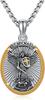Amazon Nova Moda em Joias Retrô Escudo Oval Cavaleiro Guardião Liga Metálica Bicolor Colar Masculino