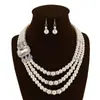 Collar Estilo Étnico Retro Accesorios Transfronterizos Europeos y Americanos Juego de Pendientes y Collar Cortos de Perlas de Imitación de Lujo Ligero Venta al por Mayor