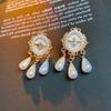 Aretes de Diamantes Vintage Medievales Elegantes Aretes Estilo Corte de Moda Aretes Colgantes Aretes de Lujo Ligero de Alta Gama
