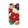 Patrón Lichi Flor Roja Grande Manzana 16Pro Max Funda de Teléfono iPhone15 Patrón de Cuero 14 Silicona 13 Resistente a Caídas 12 Dibujos Animados