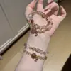 Pulseiras de Cristal Natural, Pulseiras de Contas, Pulseiras de Cristal Natural, Pulseiras Duplas de Luxo Leve de Alta Qualidade para Mulheres para Empilhar