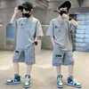 Conjunto de Manga Corta para Niños 2026 Nuevo Verano Waffle Infantil Casual Moderno Dos Piezas Atuendo de Verano para Niños Mayores