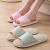 Pantuflas de Lino de Dibujos Animados para Mujer Primavera y Otoño Hogar Interior Antideslizantes Transpirables Suela Suave Silenciosas Sandalias y Pantuflas de Hogar para Hombre Venta al por Mayor