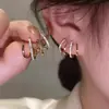 Brilhantes Zircônia Folha Verde Brincos Versátil Argola de Orelha Luxo Leve Alta Moda Elegantes Brincos 2023 Nova Moda