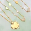 Amazon Moda Acero Inoxidable Incrustado Circonita Corazón Pulsera Collar Conjunto Popular Europeo y Americano Joyería Nueva Venta al por Mayor