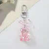Pingente Chaveiro Urso de Cristal Transparente para Carro Boneco Estéreo Desenho Animado Criativo Acessórios Conjunto de Fones de Ouvido Decoração de Bolsa