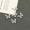 Pingente de Borboleta Antigo Prateado Vazado para Pulseira Colar DIY Feito à Mão Decoração Pingentes Ornamentos Acessórios Materiais