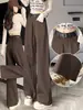 Jeans reto estreito marrom para mulheres, novas calças de cintura alta pantalona emagrecedoras de caimento solto para baixinhas, comprimento do chão A14090