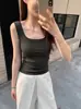 Colete Fresco de Verão Redutor de Idade com Decote U e Alça Larga nos Ombros Roupa Feminina Top Interno Esportivo de Aba Larga Slim Fit Sem Mangas