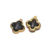 Colgante de Cristal de Vidrio Acero Inoxidable Oro de 18K Colgante de Trébol de Cuatro Hojas Accesorios de Joyería para Collares Pulseras Pendientes