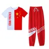 Roupa de Dança Quadrada Novo Traje Verão Dança Roupa Esportiva Roupas de Verão Femininas Exercício Patriótico Yang Liping Fitness Roupa Esportiva