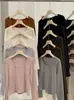 KEKEZOON Estilo Coreano de Principios de Invierno Simple Versátil Elástico Adelgazante Esponjoso Forrado Camiseta de Manga Larga con Cuello en U 9331