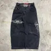 Jeans Clássico Retro Y2K Solto com Letras da Moda deste Ano Calças de Perna Larga Estilo Punk Casual High Street para Homens