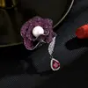 Colgante de Flor de Diamante Púrpura Perla de Lujo Vintage Broche Accesorios de Moda Elegantes Versátiles para Ropa