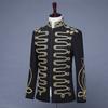 Vestido Militar Palaciano Masculino Preto com Zíper Dourado Incrustado Dj Mu