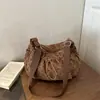 Bolsa dulce floral estilo coreano para mujer 2026, bolso de hombro de gran capacidad, estilo casual y relajado, bolso cruzado plisado tipo dumpling