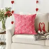 Funda de Almohada Roja Transfronteriza para el Día de San Valentín con Letras y Corazones, Almohada Festiva, Cojín para Cabecera, Cojín para Sofá, Dormitorio, Sala de Estar