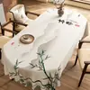 Mantel Ovalado Impermeable y a Prueba de Aceite, No Lavable, Lujo Ligero, Gama Alta, Mantel para Mesa de Comedor Estilo Chino Pintura a Tinta, Modelo Nuevo 2026