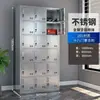 Armario de almacenamiento de acero inoxidable 304 engrosado, guardarropa de múltiples puertas y capas, zapatero multi-compartimento para uso doméstico