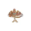 Anillo de Plata Pura 9999 Esmalte Dorado Cometa Xiaqing Cometa Pequeño de Papel Anillo de Plata Pura Nuevo Estilo Chino Regalo para Novia