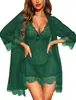 Conjunto europeu e americano de lingerie sexy, roupão pijama de três peças em renda e tule, mais vendido na Amazon, fabricação personalizada de fábrica
