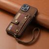 Adecuado para Samsung S26 Funda de Cuero para Teléfono Móvil con Porta Tarjetas iPhone 18 Correa de Muñeca Cordón Ip16 Funda de Teléfono Móvil de PU con Porta Tarjetas