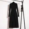 Roupas Femininas Plus Size 2026 com Casaco Emagrecedor Manga Longa Vestido de Lã Manga Longa Gola Meio Alta Vestido de Tricô