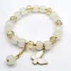 Pulsera Joyería Estilo Nacional, Pulsera Flor de Lirio del Valle Estilo Chino, Cuentas de Buda Tapa de Leche, Pulsera Flor Explosión, Cuentas Redondas de 10 mm, Pulsera de Perlas de Imitación