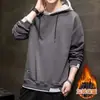 Moletom com Capuz Falso de Duas Peças para Homens Primavera e Outono Novo Solto Casual Manga Longa Camisa Estudante Estilo Coreano Ins Tendência Moletom