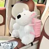 Bonito cojín para asiento de coche de cachorro, felpa de otoño e invierno, cálido, antideslizante, funda de asiento, cojín creativo de dibujos animados para asiento de coche