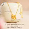 Tienda de oro con collar y pulsera de doble anillo con plumas de fénix y escamas de dragón en oro brillante de 24 quilates, cadena de clavícula que combina con todo, accesorios de bricolaje, pulsera