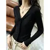 Outono Inverno Gola Alta Canelada Francesa Manga Longa Torcida Tricô Novo Estilo Elegante Bonito Super Bonito Top