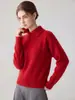 Com gola e acinturado! Suéter 100% caxemira pura para mulheres, novo pulôver de manga comprida para outono e inverno, blusa básica de tricô para o dia a dia