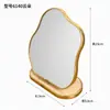 Espejo de escritorio para maquillaje con borde dorado, espejo de un solo lado plegable, espejo de belleza de alta definición para estudiantes, espejo de escritorio