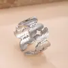 Anillo de Acero de Titanio de Moda Europea y Americana Retro Francés Popular Flor de Concha Hidráulica Anillo Abierto Joyería de Acero Inoxidable