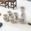 Juego de vino de cerámica para sake, licor, copa, caja de regalo con estampado de gato en relieve creativo, decoración de regalo